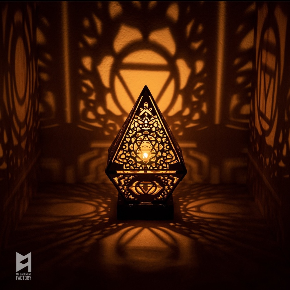 Chakra Shadow Lamp: Handmade, Birch Wood. (Meditation Lamp)